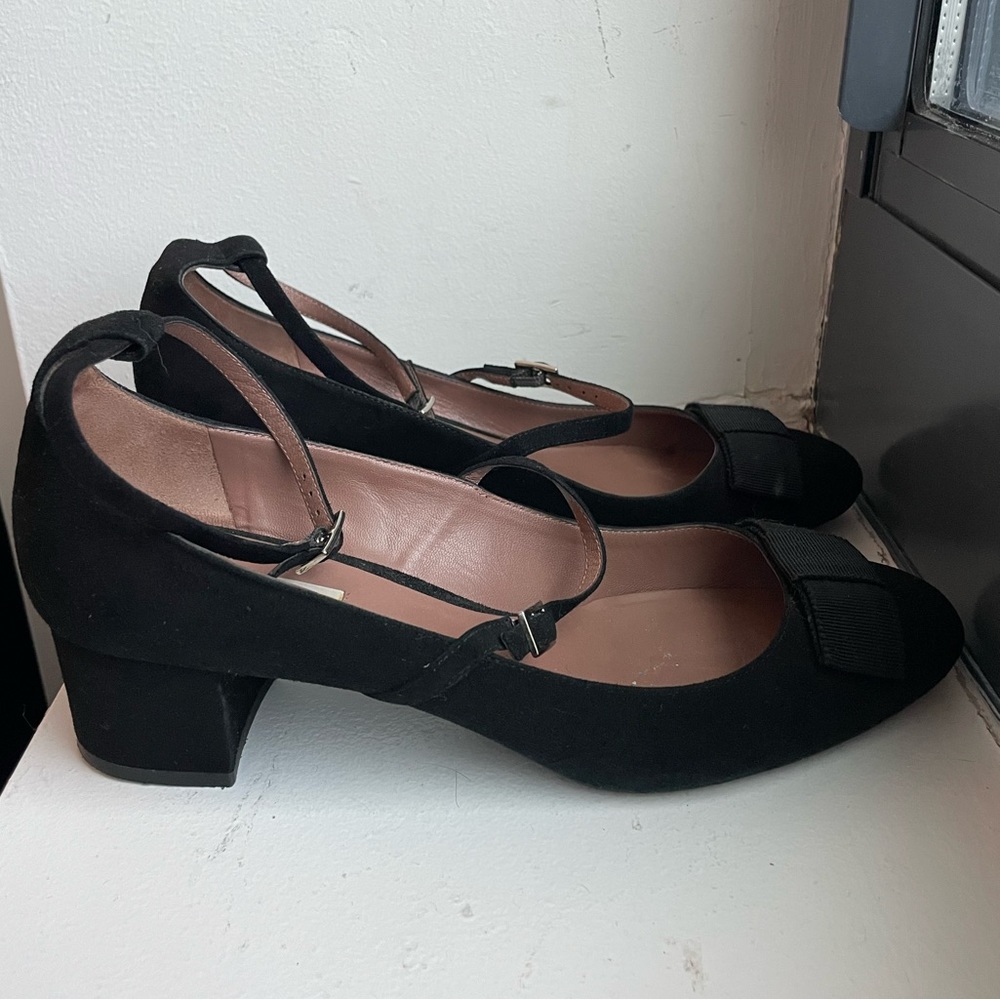 Tabitha Simmons Rubia Suede Double-Buckle Pumps, Black